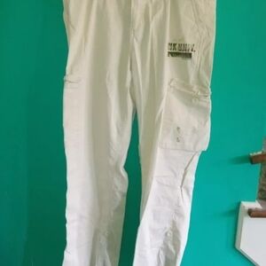 NWOT Victoria's Secret Women's Large Pink University White Cargo Pants